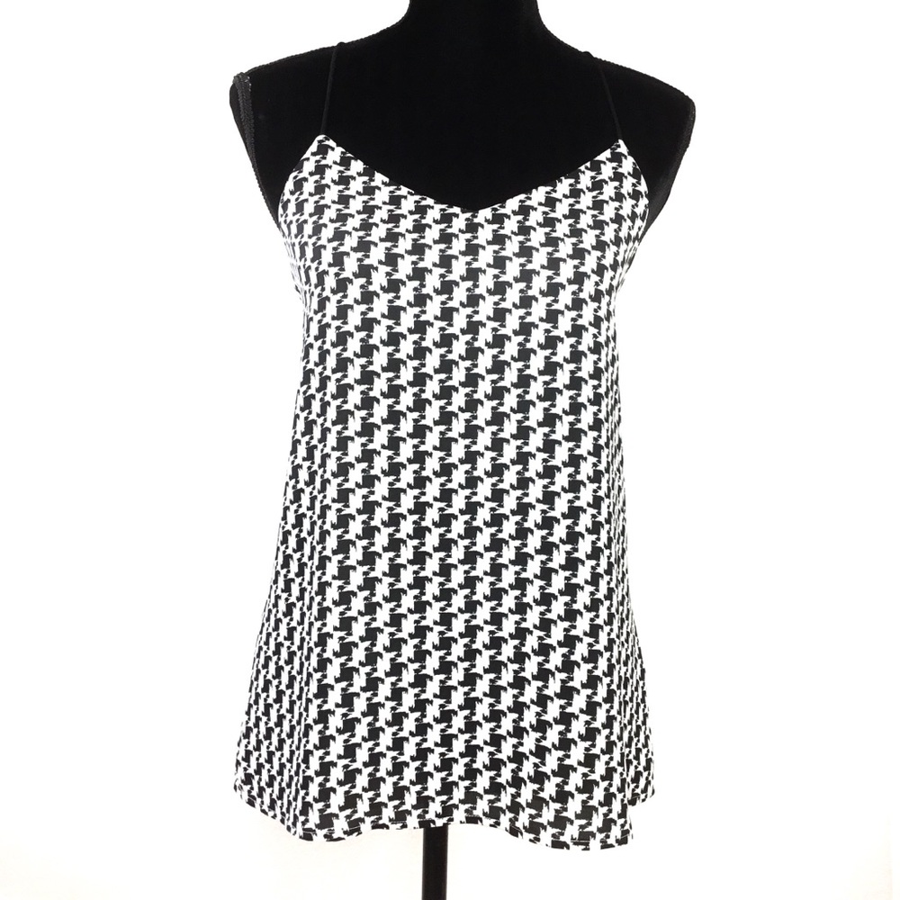 Express Black & White Houndstooth Print Tunic Sz M